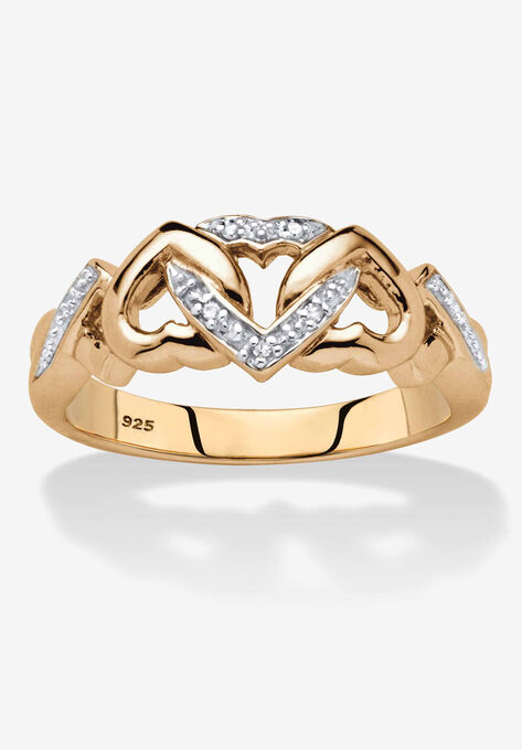 Gold & Silver Promise Ring with Diamond Accent, GOLD, hi-res image number null