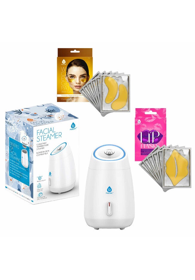 Deluxe Facial Steamer With 6 Soothing Eye Masks & 6 Nourishing Lip Masks, O, hi-res image number 0