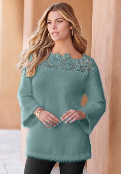 Eyelash Lace Neck Sweater