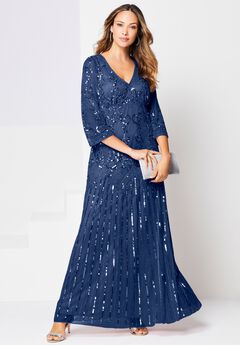 Beaded V Neck Gown