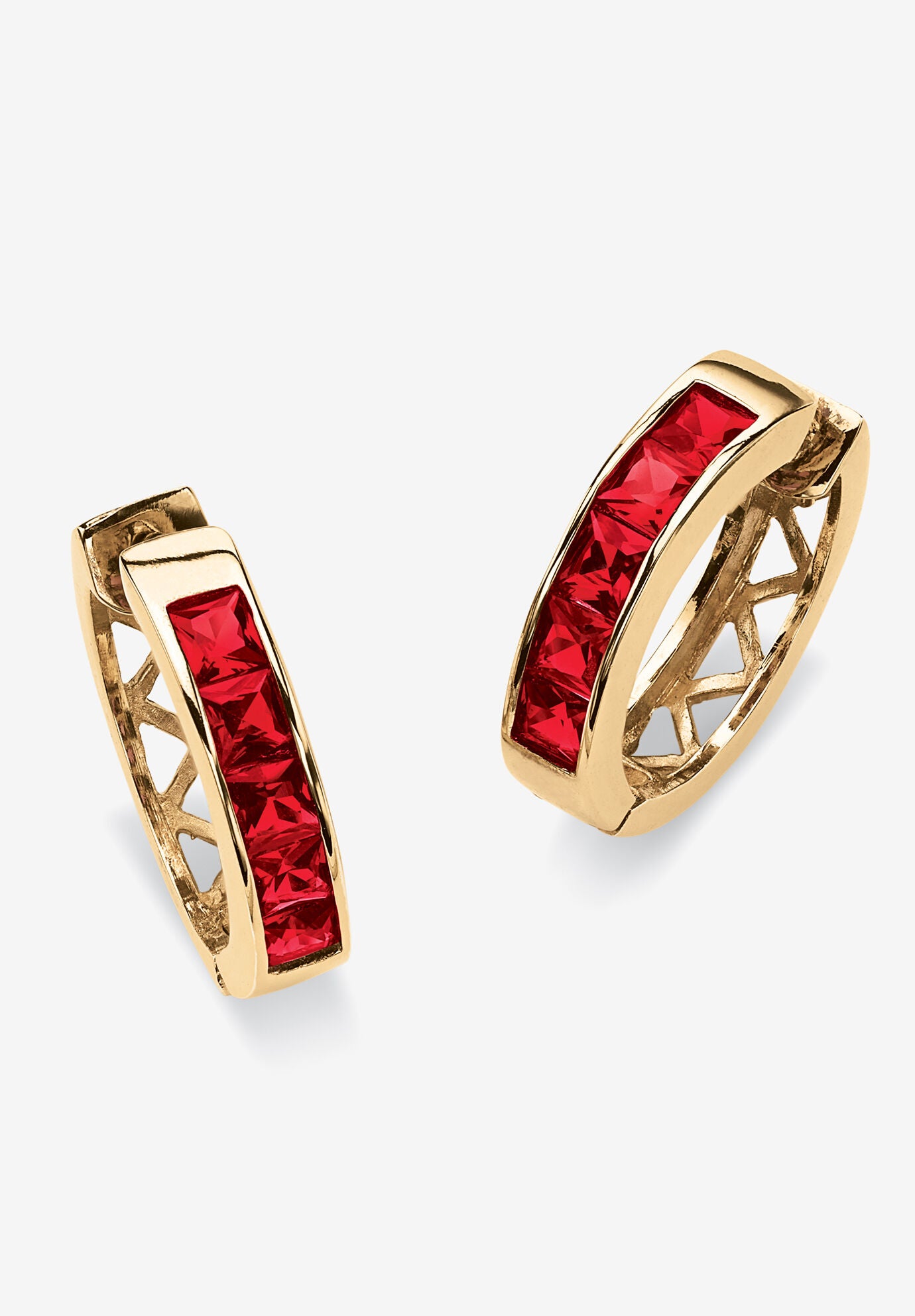 Birthstone Gold-Plated Huggie Earrings, JULY, hi-res image number 0