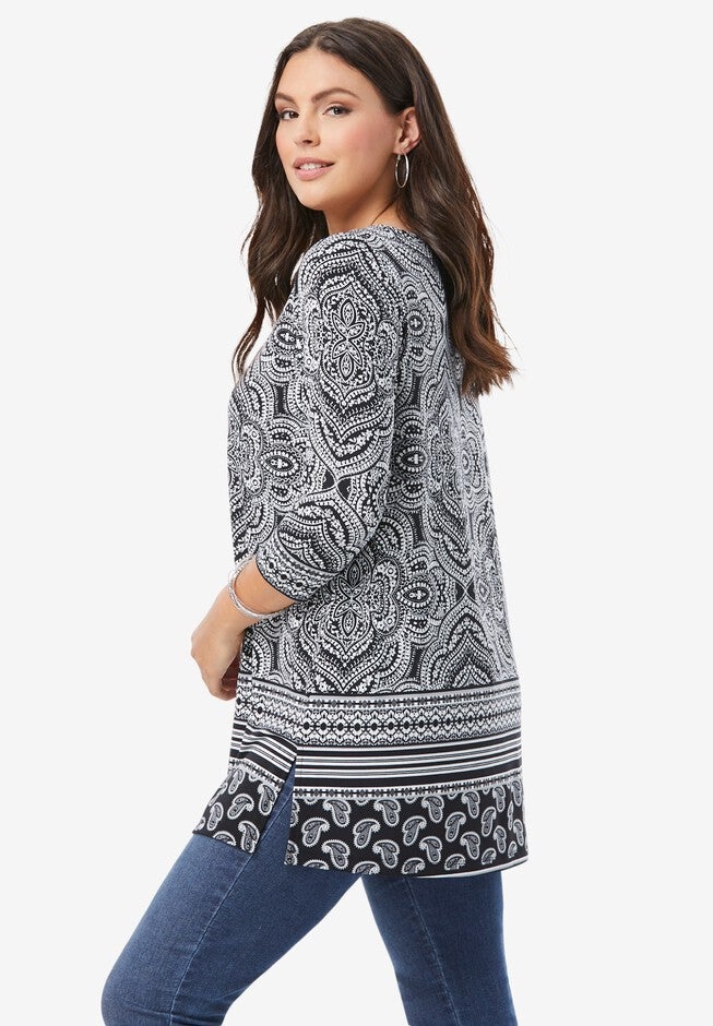 Ultrasmooth® Fabric Crewneck Printed Tunic, , alternate image number 2