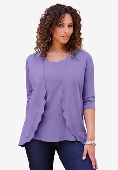 Scalloped Cardigan and Tank Set