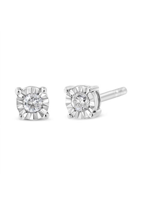 Sterling Silver Round Brilliantcut Diamond Miracleset Stud Earrings, , on-hover image number null