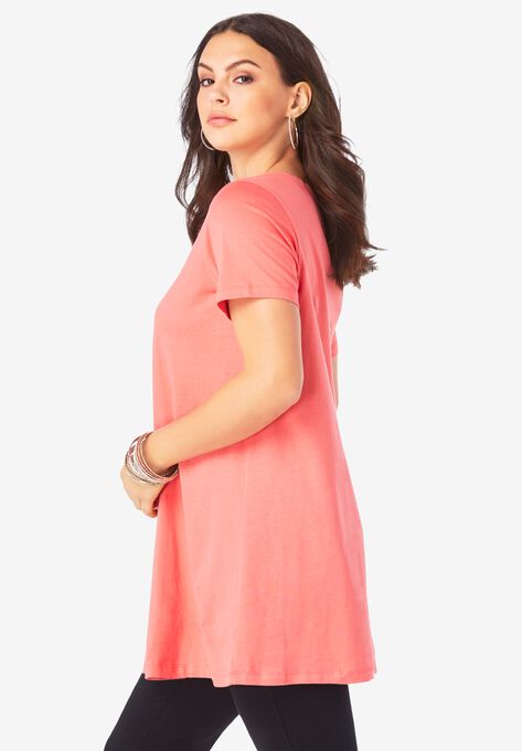 Lattice-Neck Short Sleeve Ultimate Tunic, , alternate image number null