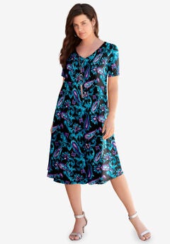 Ultrasmooth® V Neck Swing Dress
