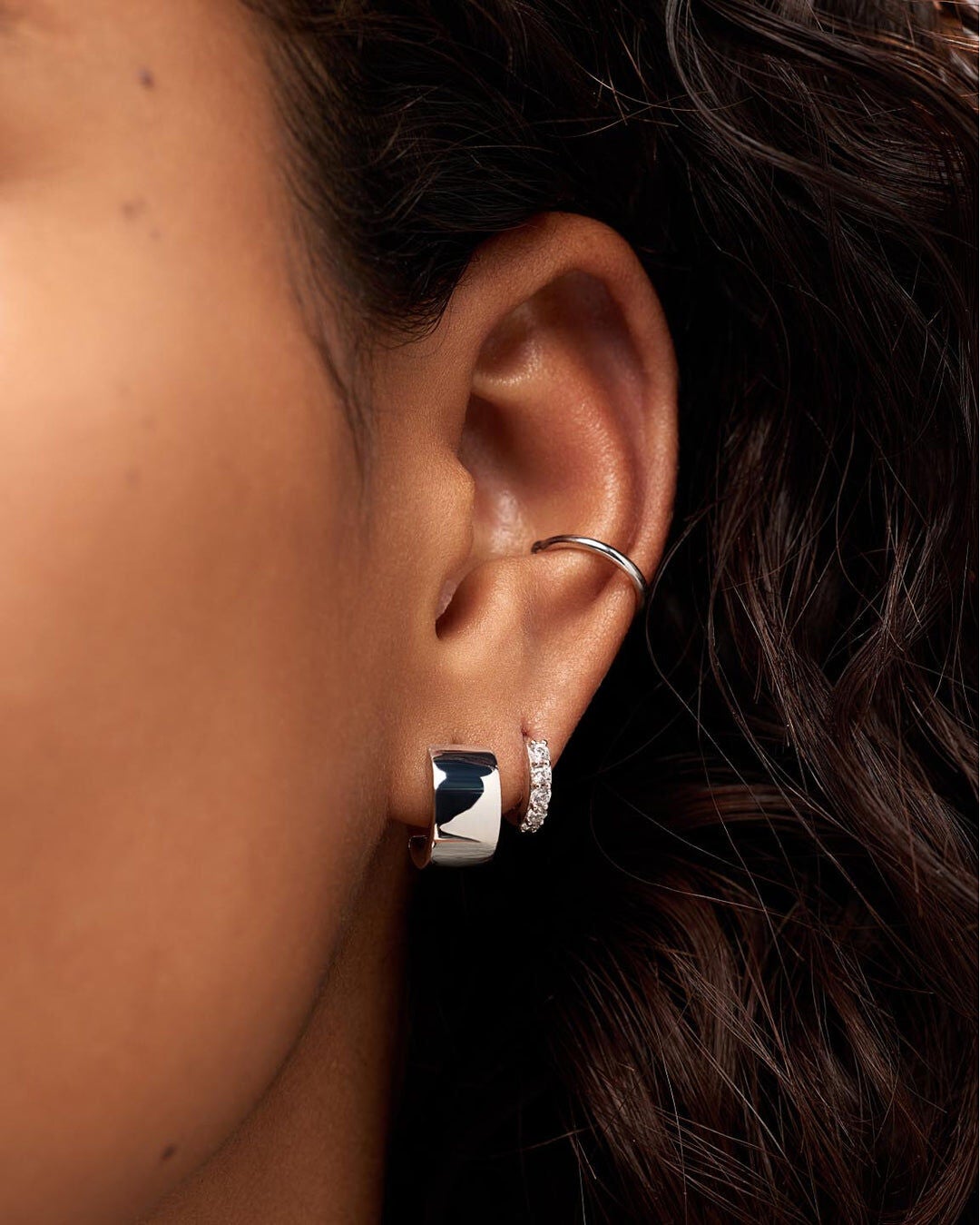 Eden SIlver Hoop Earrings, SILVER, alternate image number 1