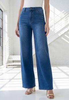 Plus Size 360º Stretch 5-Pocket Wide-Leg Pull-On Jean