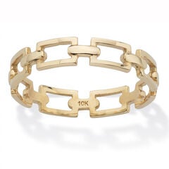 Stackable Paperclip Link Ring 10K Solid Yellow Gold