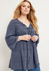 Acid Wash Peasant Blouse, NEW BLUE HAZE, hi-res image number null