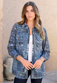 Plus Size Kate Long Sleeve Easy Cotton-Blend Button-Front Shirt