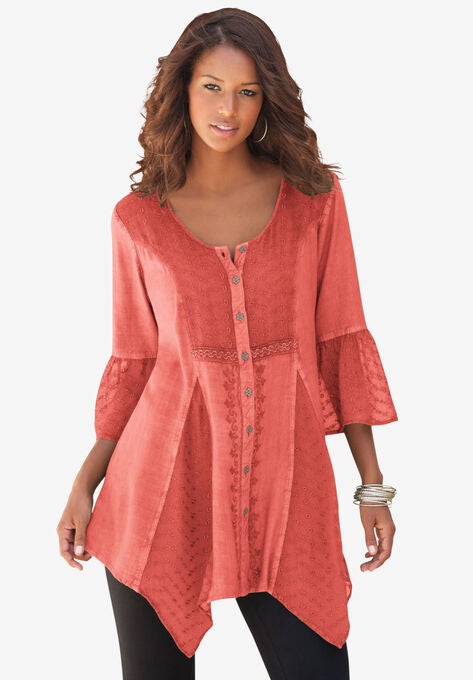 Acid Wash Big Shirt, SUNSET CORAL, hi-res image number null