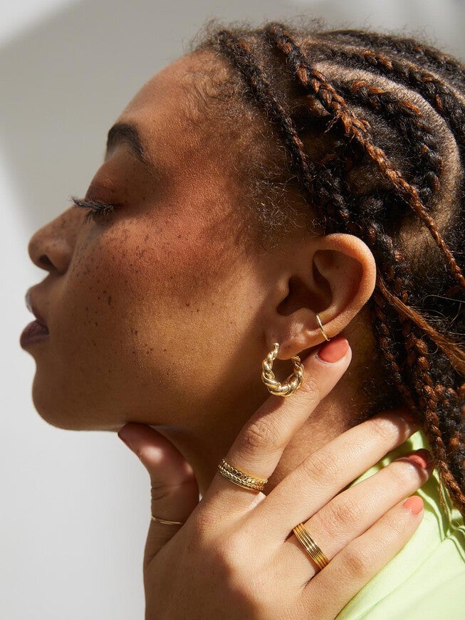 Paris Twisted Hoop Earrings, GOLD, alternate image number 3