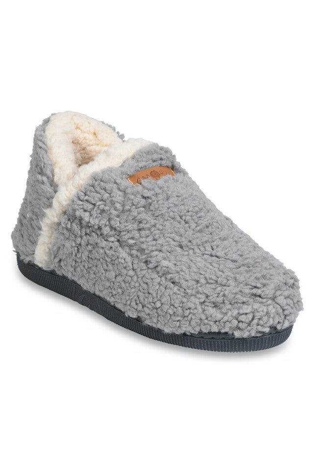 Womens Berber Ankle Slipper Boot Slippers, GREY, hi-res image number 0