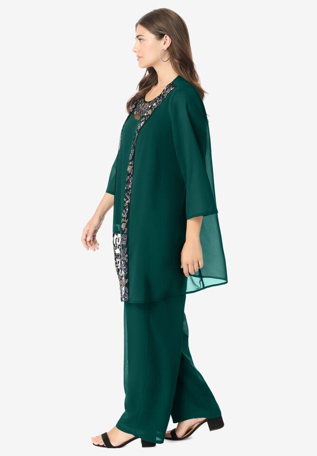 Three-Piece Embellished Pant Set, , alternate image number 2