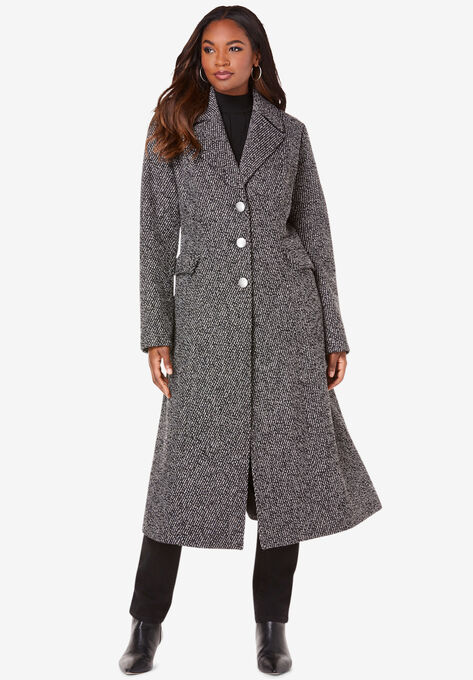 Long Tweed Coat, BLACK TWEED, hi-res image number null