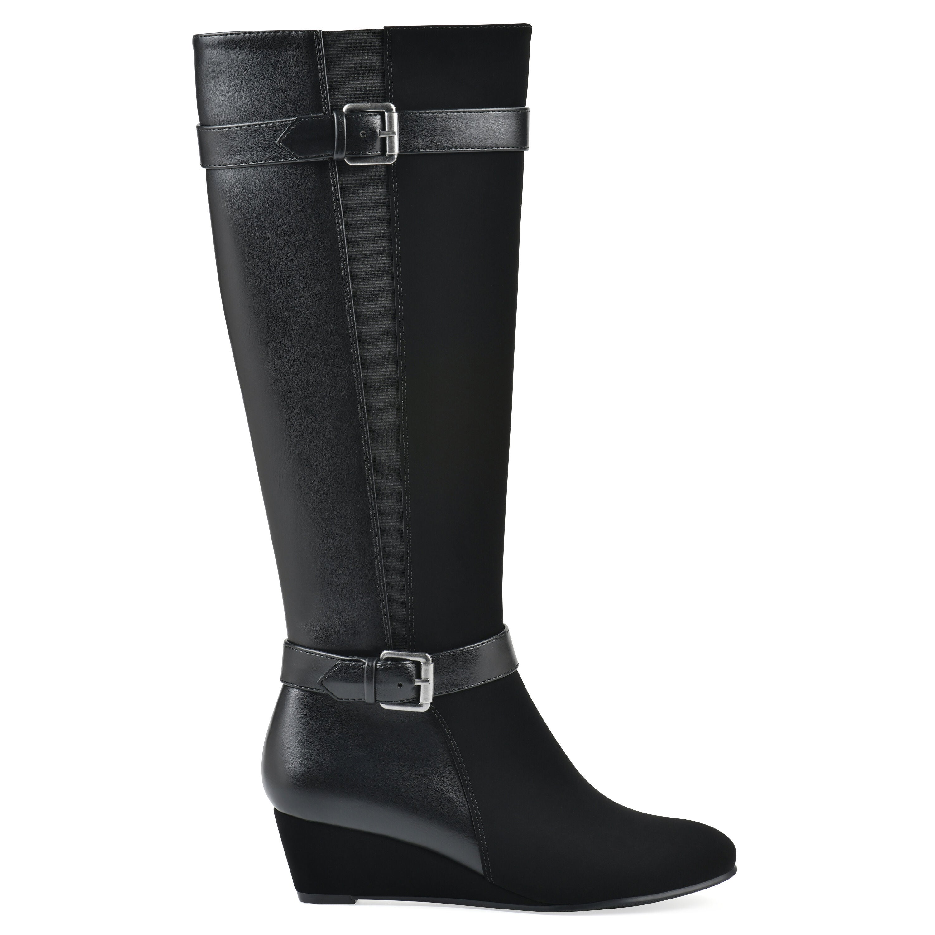 Cheers Tall Shaft Wide Calf Wedge Boot, BLACK, alternate image number 2