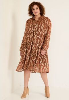 Coraline Metallic Print Georgette Dress
