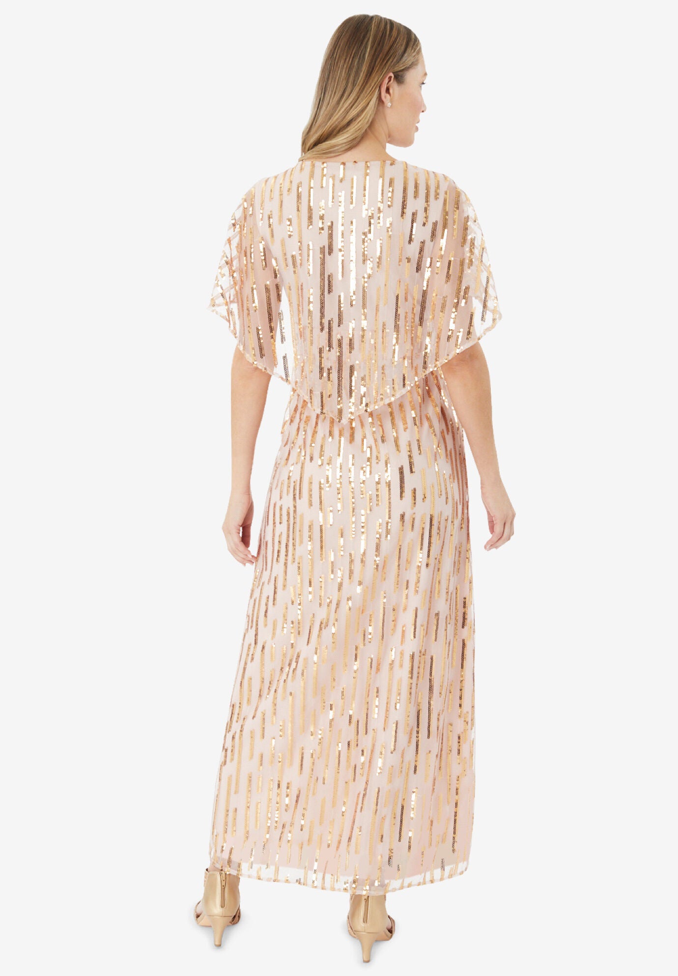 Sequined Capelet Gown, , on-hover image number 1