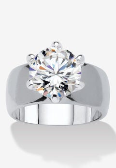 4 Cttw. Silvertone Round Cubic Zirconia Solitaire Engagement Ring