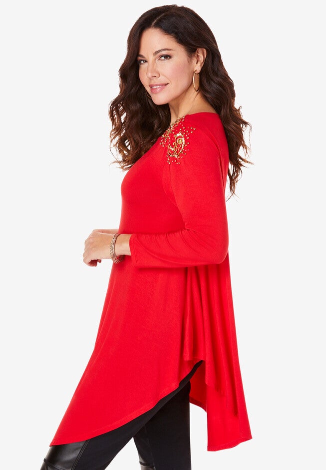 Boatneck Swing Ultra Drape Tunic, , alternate image number null