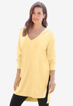 French Terry Hoodie Tunic Sweatshirt