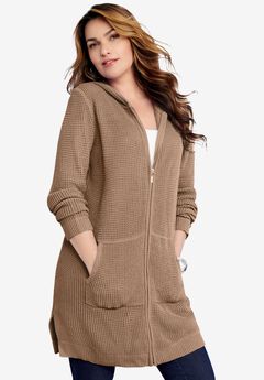 Waffle Mega Length Zip Hoodie