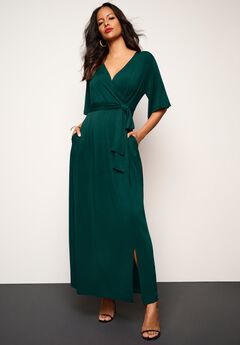 Plus Size Flutter Sleeve Wrap Maxi Dress