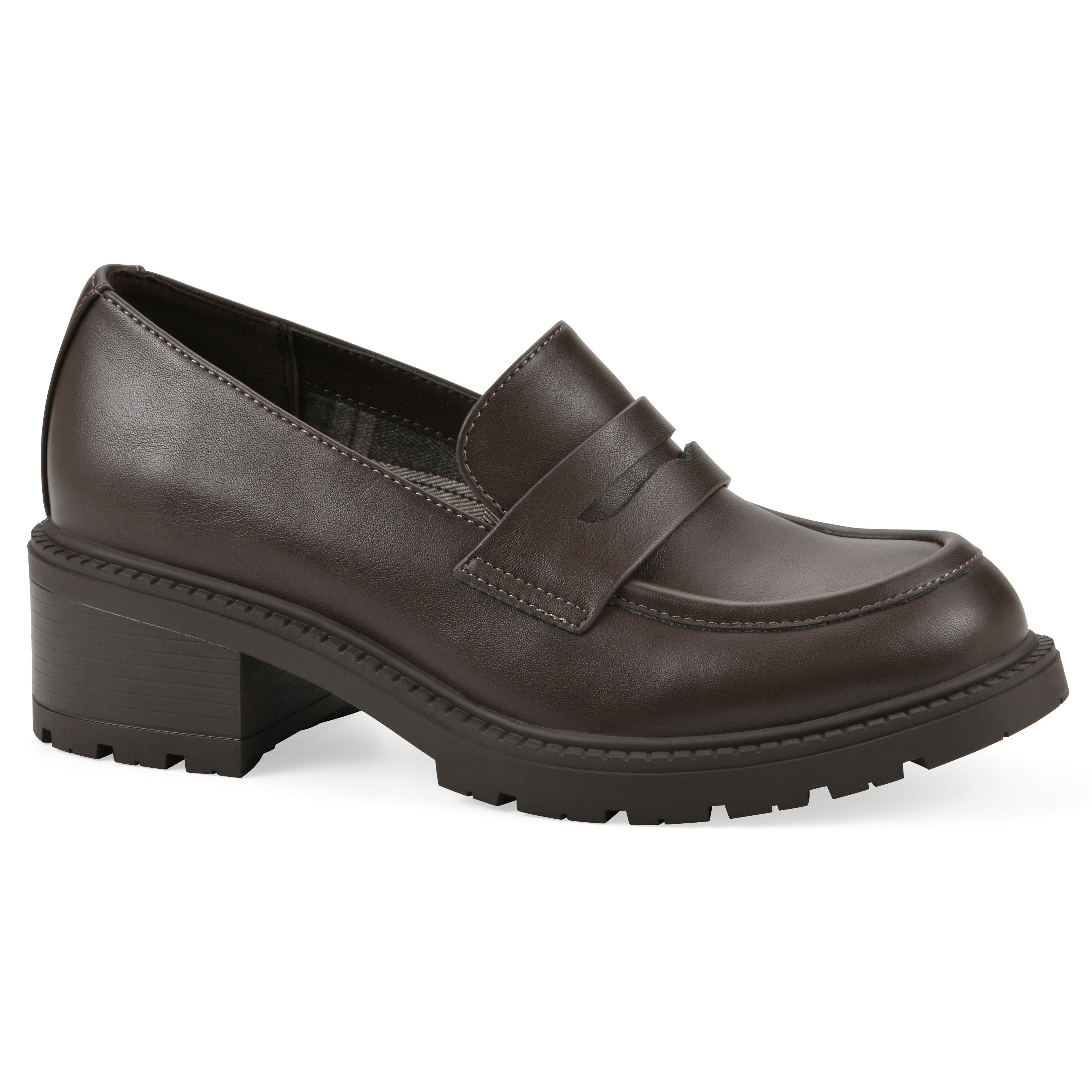 Brigetty Heeled Penny Loafer, BROWN SMOOTH, hi-res image number 0