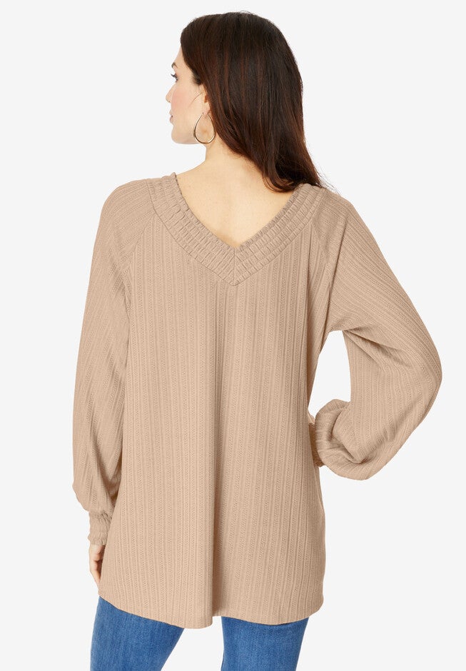 Smocked Pointelle Top, , on-hover image number 1
