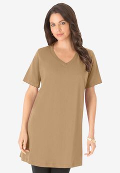 Plus Size Cotton Short Sleeve V-Neck Ultimate Tunic