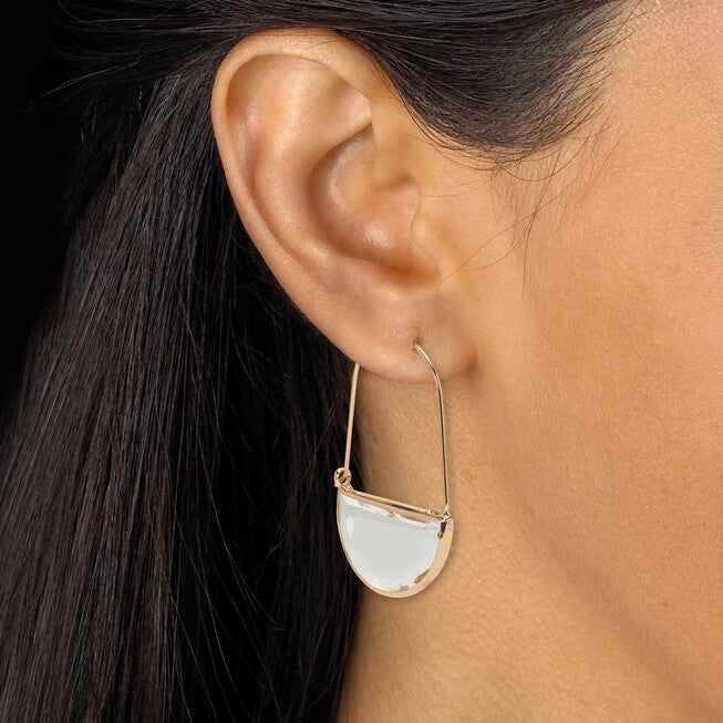 Crystal Half Moon Goldtone Jewelry Set, WHITE, alternate image number 3