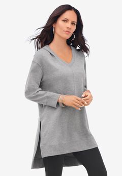 French Terry Hoodie Tunic Sweatshirt
