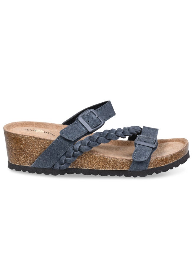 Leather Braided Adjustable 2 Strap Footbed Sandal, , alternate image number null