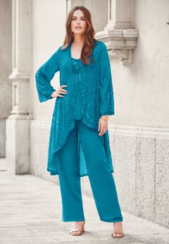 Plus Size Beaded Georgette 3-piece Pant Set – Formal Wear