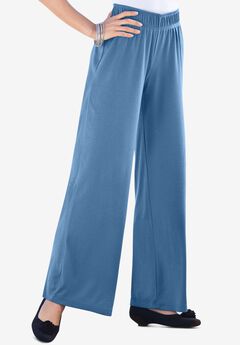 Plus Size Pull-On Wide Leg Soft Knit Pant