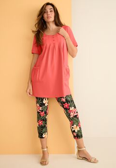 Plus Size Two Pocket Soft Knit Swing Tunic