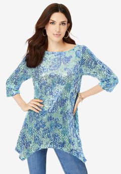 Handkerchief Hem Sequin Tunic