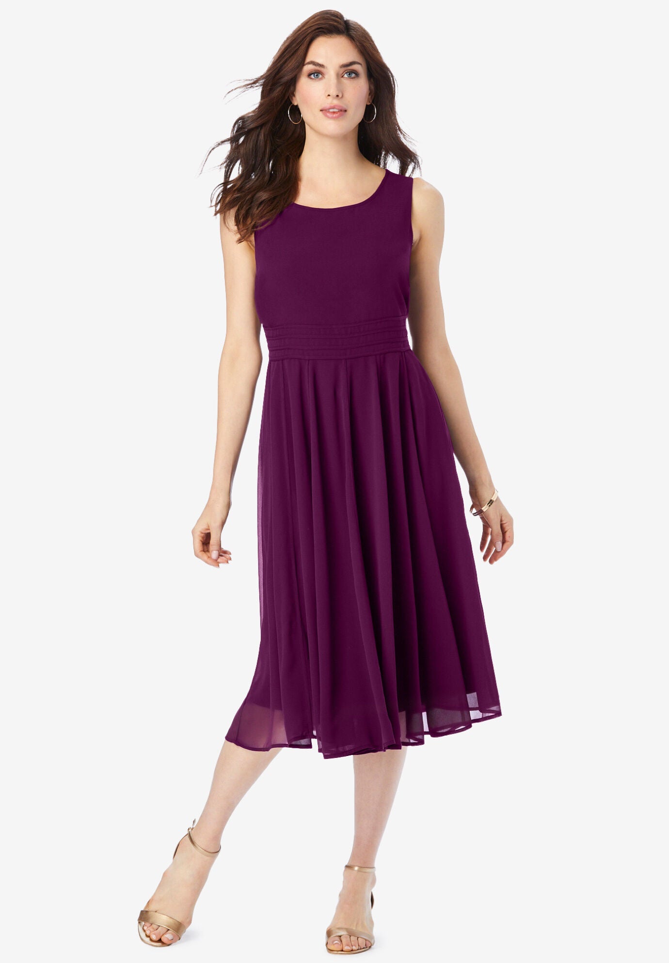 Fashionable FitAndFlare Dress, Dark Berry Roaman's