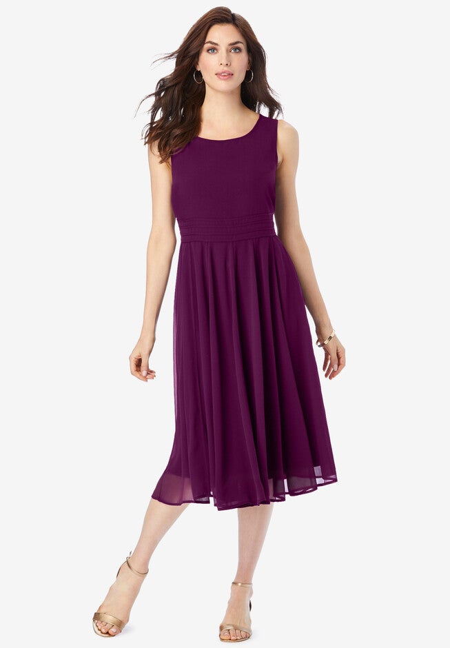 Fashionable FitAndFlare Dress, Dark Berry Roaman's