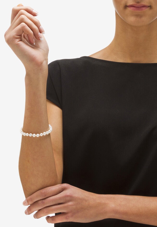 Gold Over Silver Necklace, Bracelet And Earring Set Freshwater Pearl, , alternate image number 4