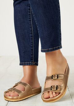 Womens Gold Leather Sandals