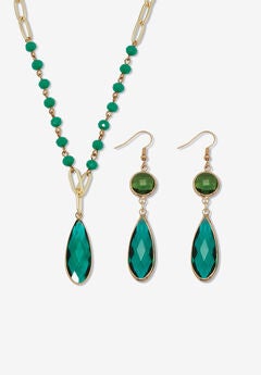 Blue Crystal Goldtone Vintage-Inspired Jewelry Set