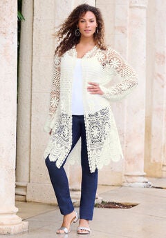 Floral Lace Crochet Duster