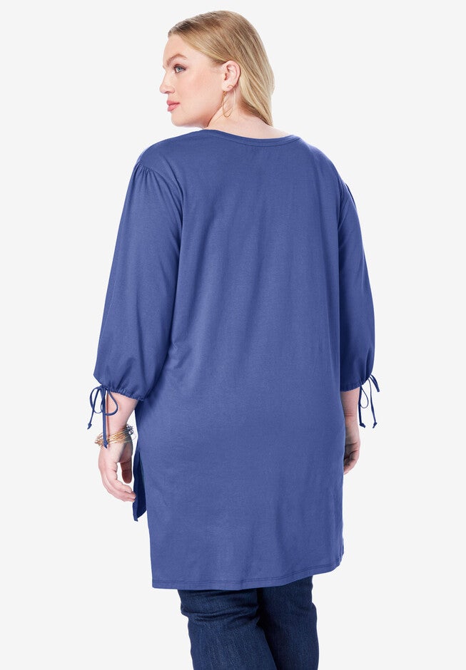 Tie-Sleeve Ultimate Tunic with High-Low Hem, , alternate image number null