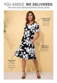 Plus Size Stretch Knit Pocket Swing Dress