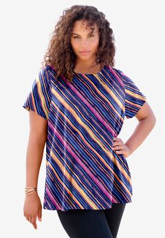 Plus Size Short Sleeve Tunic Tops
