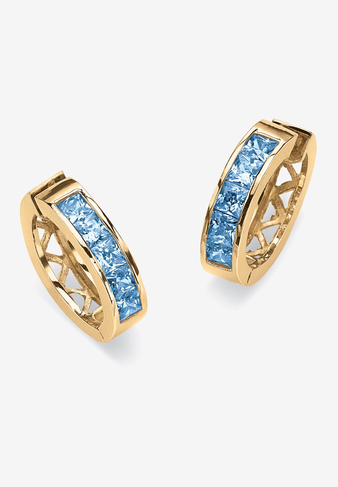 Birthstone Gold-Plated Huggie Earrings, MARCH, hi-res image number 0