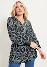 V-Neck French Terry Sweatshirt, GUNMETAL GRAPHIC MARBLE, hi-res image number null
