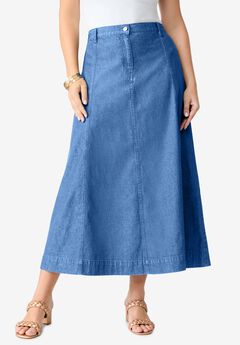 Plus Size 24/7 Stretch A Line Maxi Skirt